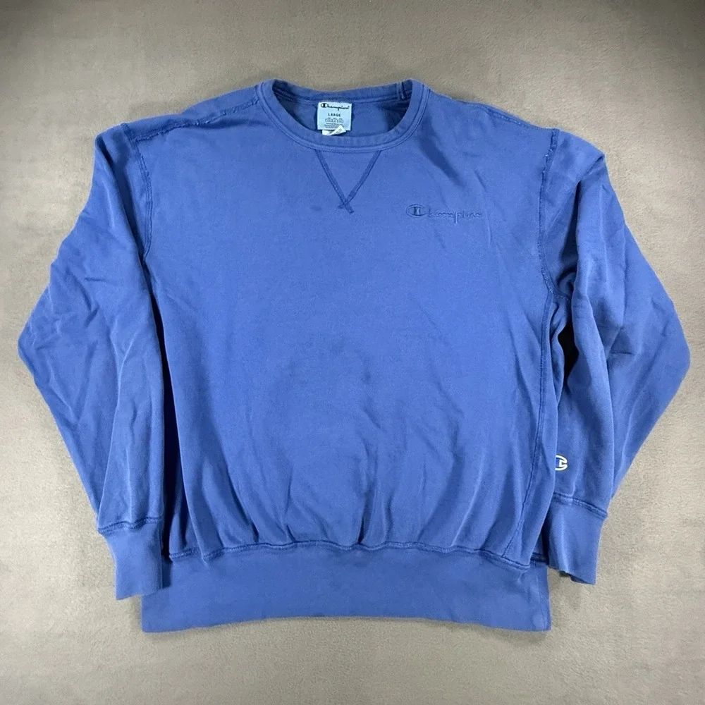 Vintage Champion Sweatshirt Mens Large Blue‎ Crewneck Embroidered